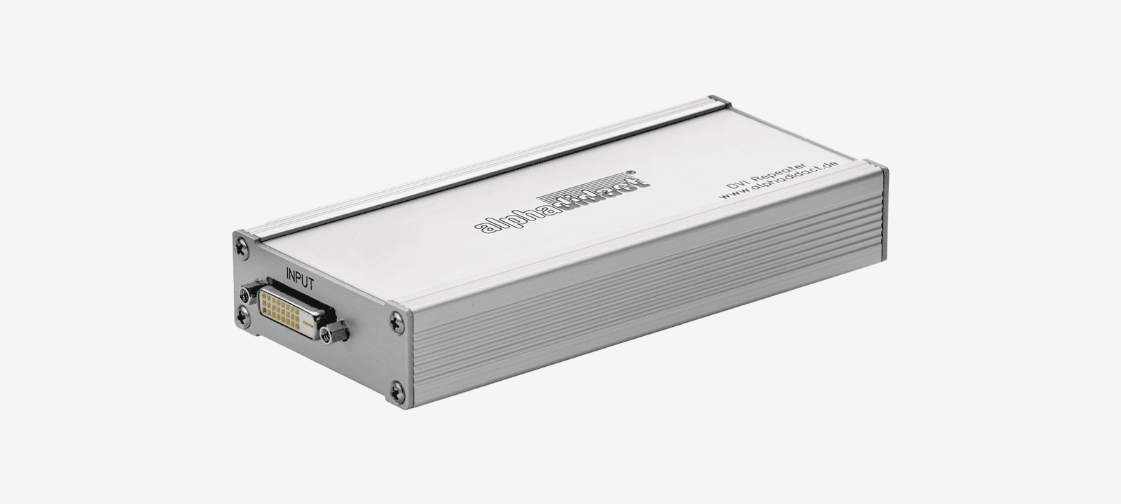 1x1 DVI repeater in a flat aluminium housing with a screw-lock DVI input